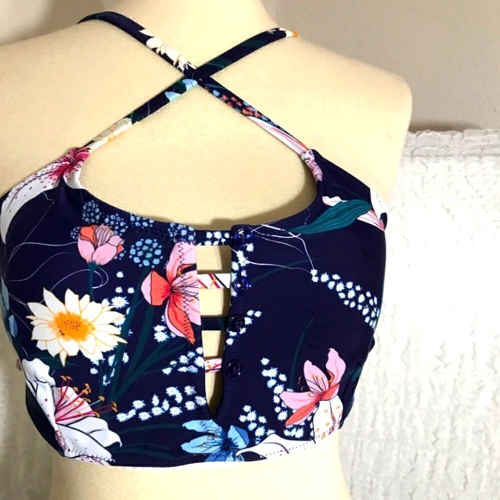 Cupshe NWT Navy Floral Bikini Size XXL - Picture 6 of 12